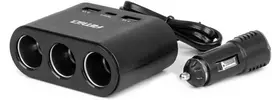 Trijų lizdų prailgintojas su įkrovikliu 2x USB-A + 1x USB-C 12/24V 120W 70 cm AMIO-04361