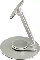 „Podstawka Vision VISION“ patefono stovas telefonui – VISĄ GYVENIMĄ GALIOJANTI GARANTIJA – „MagSafe“ magnetas laiko telefoną vietoje – Pridedamas lipnus magnetinis žiedas „Android“ telefonams – Sukasi horizontaliai arba vertikaliai – Maksimalus aukštis