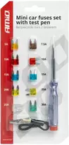 Mini saugiklių rinkinys (10 vnt.) + įtampos matuoklis amio-03524