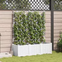 Sodo vazonas 3 vnt. Balta 120 x 40 x 143 cm PP