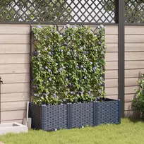 Sodo vazonas 3 pcs Pilka 120 x 40 x 143 cm Plastmasė