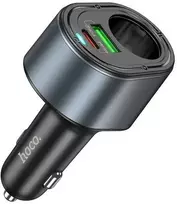 Car charger Hoco USB A + USB C + cigarette lighter PD QC3.0 3A 35W Z56 juodas