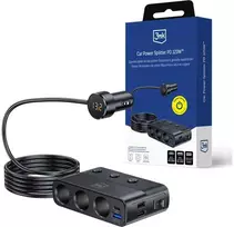 3Mk Protection Accessories - 3mk Car Power Splitter 120W PD QC PPS USB 3A1C3Socket Juodas