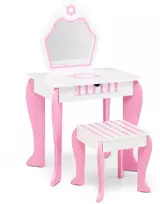 Promotions Kosmetinis staliukas su taburete, 49x34x86,5 cm, rožinė ir balta