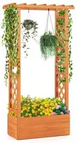 Promotions Medinis vazonas su dekoratyviniu groteliu, 66x32x152 cm, oranžinis