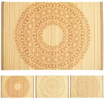 Bambuko virtuvės stalo kilimėlis, valcuotas, mandala, rinkinys 4, 30x45 cm