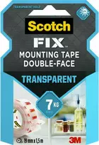 3M Scotch Fix skaidri Dvipusė lipni juosta 19mm x 1,5m
