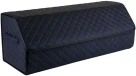 Bagažinės daiktadėžė EVAtech ECO XL 30x30x80 cm - juoda / juodi kraštai / mėlynos siūlės / juodas vidus