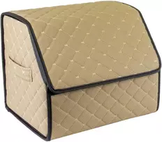 Bagažinės daiktadėžė EVAtech ECO S 30x30x35 cm - smėlio / juodi kraštai / smėlio siūlės / raudonas vidus