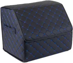Bagažinės daiktadėžė EVAtech ECO S 30x30x35 cm - juoda / juodi kraštai / mėlynos siūlės / juodas vidus