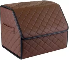 Bagažinės daiktadėžė EVAtech ECO S 30x30x35 cm - ruda / juodi kraštai / rudos siūlės / juodas vidus