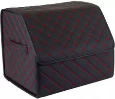 Bagažinės daiktadėžė EVAtech ECO S 30x30x35 cm - juoda / juodi kraštai / raudonos siūlės / juodas vidus