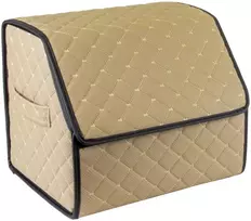Bagažinės daiktadėžė EVAtech ECO S 30x30x35 cm - smėlio / juodi kraštai / smėlio siūlės / juodas vidus
