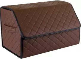 Bagažinės daiktadėžė EVAtech ECO M 30x30x50 cm - ruda / juodi kraštai / rudos siūlės / raudonas vidus
