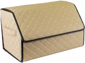 Bagažinės daiktadėžė EVAtech ECO M 30x30x50 cm - smėlio / juodi kraštai / smėlio siūlės / juodas vidus