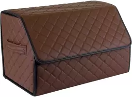 Bagažinės daiktadėžė EVAtech ECO M 30x30x50 cm - ruda / juodi kraštai / rudos siūlės / juodas vidus