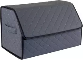 Bagažinės daiktadėžė EVAtech ECO M 30x30x50 cm - pilka / juodi kraštai / pilkos siūlės / juodas vidus