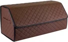 Bagažinės daiktadėžė EVAtech ECO L 30x30x65 cm - ruda / juodi kraštai / rudos siūlės / raudonas vidus