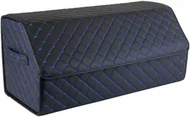 Bagažinės daiktadėžė EVAtech ECO L 30x30x65 cm - juoda / juodi kraštai / mėlynos siūlės / juodas vidus