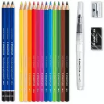 Staedtler 146 10C, Juoda, Mėlyna, Bordo, Ruda, Žalia, Šviesiai mėlyna, Šviesiai žalia, Alyvinė, Oranžinė, Persikų, Raudona, Geltona, 15 vnt.
