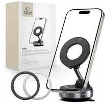 Juodas automobilinis magnetinis telefono laikiklis „Tech-Protect N60 Magsafe Wind & Dash”