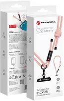 FORCELL F-DESIGN S10X165 telefono virvelė su reguliuojamu ilgiu (maks. 82,5 cm kilpoje) rožinė balta