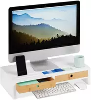 Laikiklis Relaxdays Monitoriaus stovas, 12x55,5x27 cm, balta