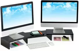 Laikiklis Relaxdays Juodas monitoriaus stovas 2 monitoriams