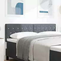 LED galvūgalis su LED juostelėmis Tamsiai pilka 160 cm Aksomas