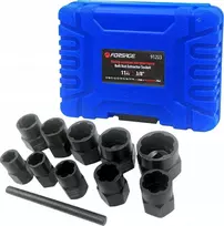 Rockforce Galvutės pažeistiems varžtams ir veržlėms, 11 dalių (9–19 mm, 3/8 colio)