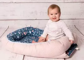 Baby Matex Kūdikio lizdelis, Prestige kokonas 55x80, turkio spalvos, tamsiai rožinis, miško gyvūnai, dvipusis vystyklinis, nešiojama kūdikio lovelė, saugi miego vieta, kūdikio gultukas