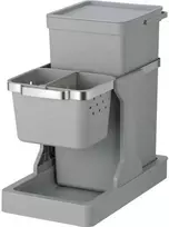Šiukšliadėžė EKO pilka plastikinė/plieninė, 2 skyrių, 20+4 l