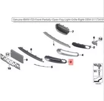 BMW F20 F21 Priekinė Iš dalies Atvira Rūko Žibinto Grotelė Dešinė Originali 51117341614