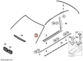 BMW 3 serijos E46 kompaktiškas priekinio stiklo apdailos rėmelis originalus 51318252386