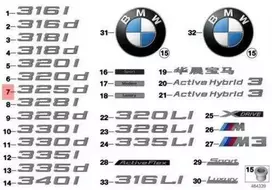 ORIGINALUS OEM BMW F30 F30N Bagažo dangčio 325d Emblema Ženklas Logotipas 51147289890