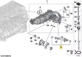 Originalus BMW E60N E61N E81 E82 E83N įsiurbimo kolektorius AGR vamzdis OEM 11617806995
