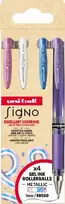 Uni-ball Signo Gel Ink Penne 4stk ( Met. Rožinė - Hvid - Met. Blå - Met. Violet)) UM-153 broad 1,0mm streg