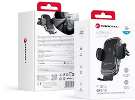 Belaidis automobilio telefono laikiklis Forcell F-Grip Grand F-24 15W oro išleidimo angos sidabrinis