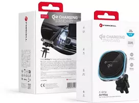 Wireless car phone holder compatible with Magsafe Forcell F-Grip Air Mag F-07 Qi2 15W air vent sidabrinis