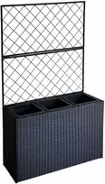 Home4You Gėlių dėžutė WICKER su grotelėmis 83x29xH55/146cm, juoda