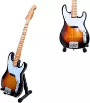 Indominiguitars Stingo stiliaus mini mahono gitara, 24,5 cm, su stovu – puiki dovana