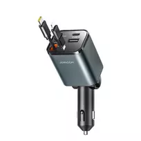 Joyroom JR-CCL05 30W 4-in-1 Car Charger su 2 Built-in Retractable kabeliss – pilkos spalvos