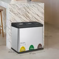 Šiukšliadėžė Songmics 3 x 8 L, nerūdijantis plienas