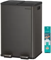 Songmics Virtuvinė šiukšliadėžė su dviem skyriais ir Softclose dangčiu, 2 x 30 l