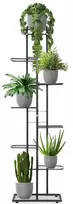8 pakopų metalinis gėlių stovas vazonams, juodas, 153 cm