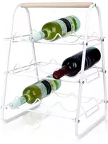 Balto metalo vyno lentyna 9 buteliams 33x29x46 cm