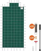 Baseino uždangalas 4.9x9.8m, tinklelis, žalias žieminis, stačiakampis, apsauginis baseino uždangalas
