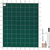 Žalias žieminis baseino uždangalas 4.3x7.9m stačiakampiui baseinui, apsauginis tinklas, atliekų danga