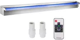 LED baseino krioklio latakas, nerūdijantis plienas, 151 cm, su 18 spalvų keičiančiomis lemputėmis, sodo krioklys, baseino fontanas, vandens elementas