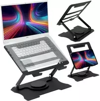 Nešiojamojo kompiuterio stovas, reguliuojamas, juodas, ergonomiškas, 10-17 colių, besisukantis, metalinis, nešiojamųjų kompiuterių laikiklis, aliuminis, patogus darbui